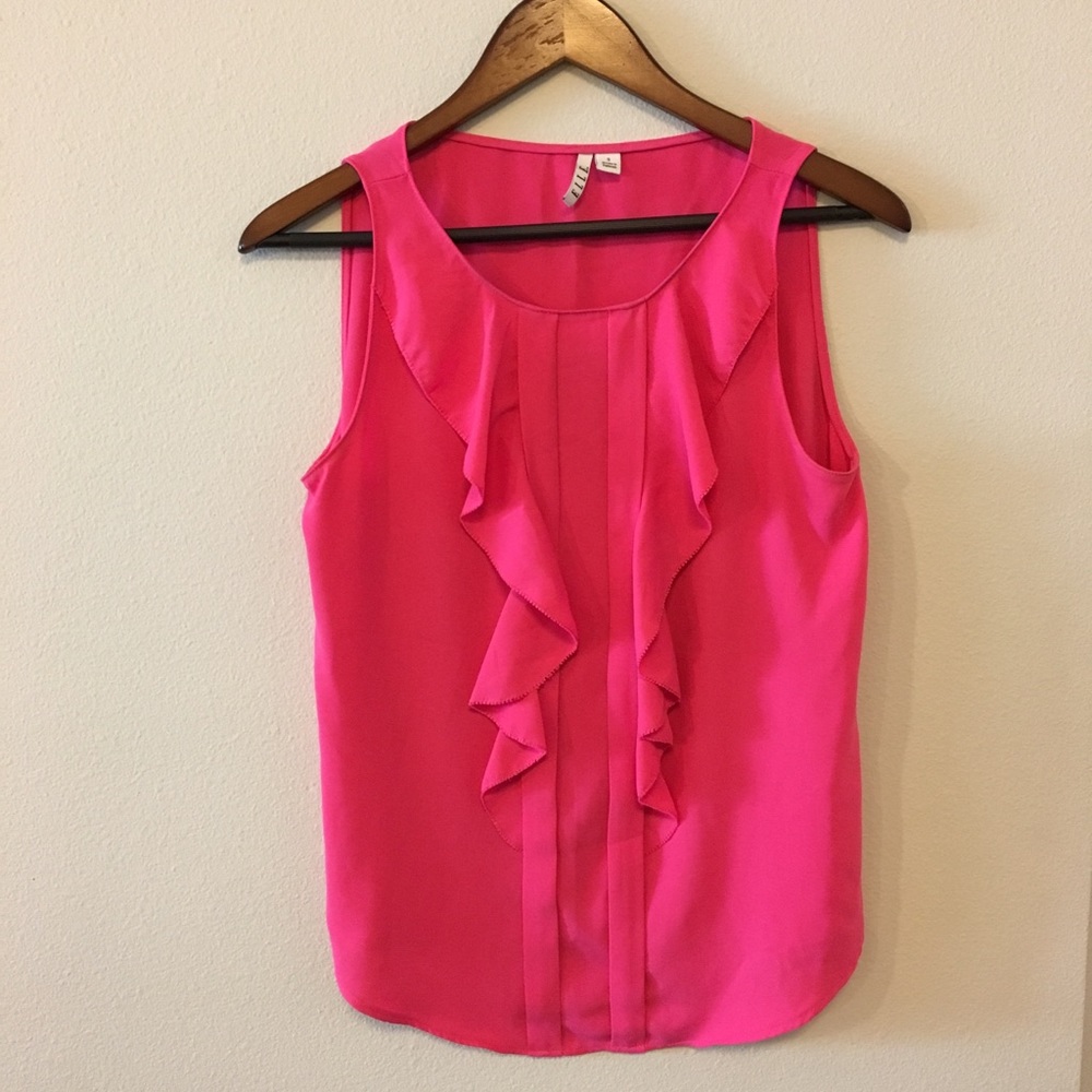Bright pink ruffled tank